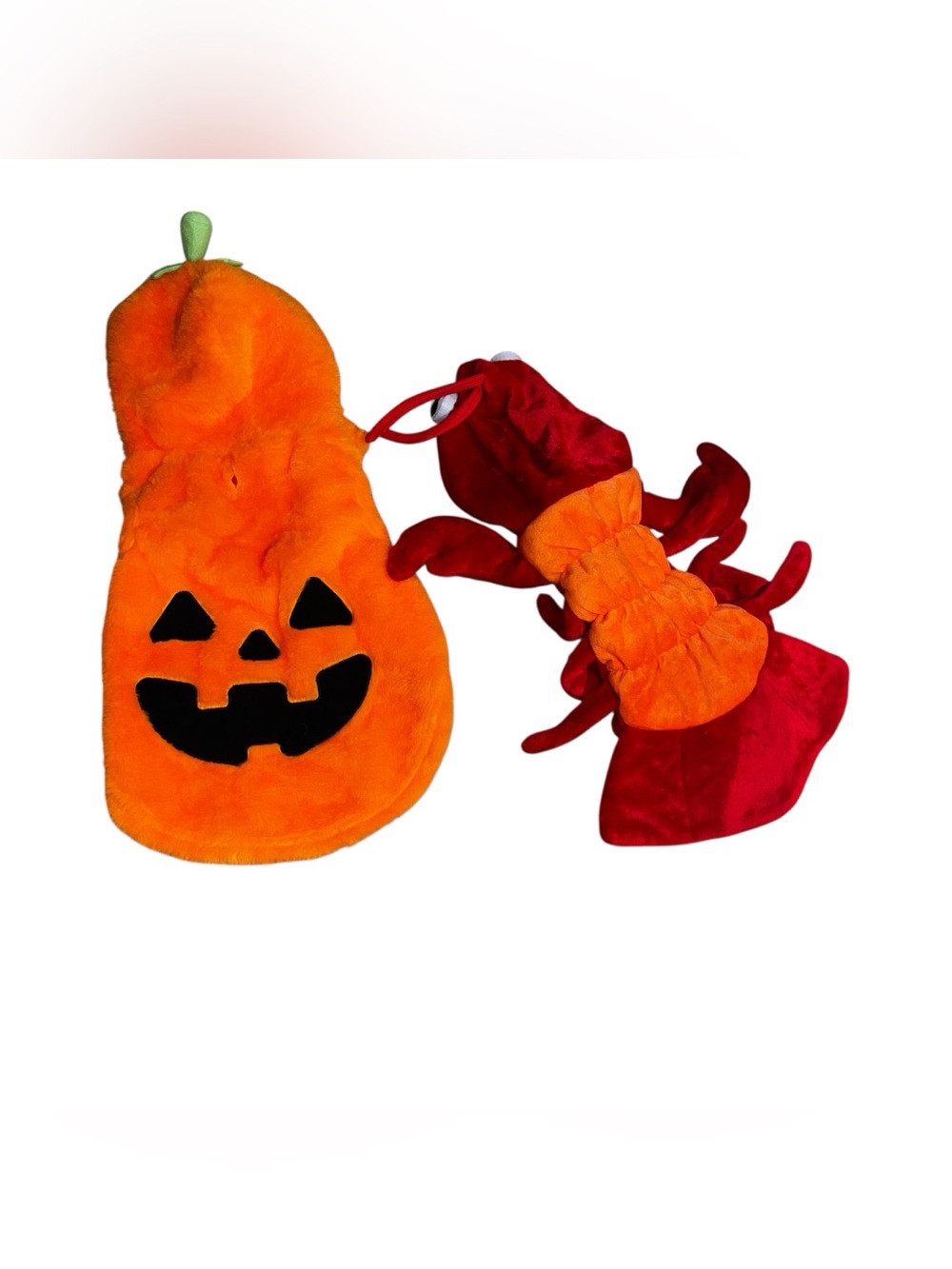 Small dog costume lot Halloween pumpkin jack-o-lantern and lobster